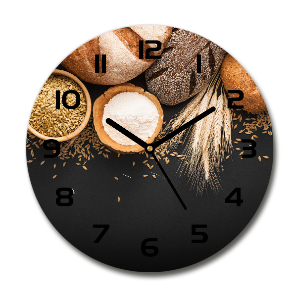 Orologio rotondo in vetro con motivo pane e grano