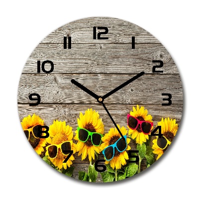 Orologio da parete rotondo con motivo di girasoli
