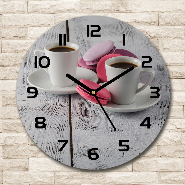 Orologio da parete rotondo con decorazione a tema caffè e biscotti
