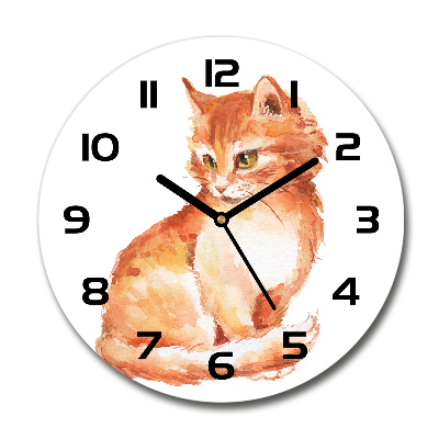 Orologio da parete rotondo con illustrazione di un gatto rosso