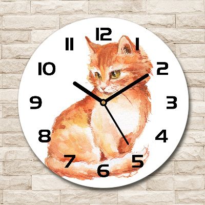 Orologio da parete rotondo con illustrazione di un gatto rosso