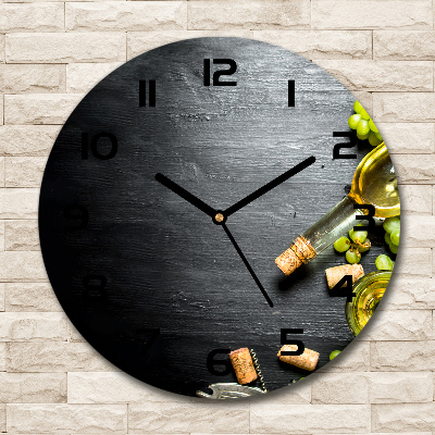 Orologio rotondo in vetro con quadrante decorato con motivo di vino bianco e frutta