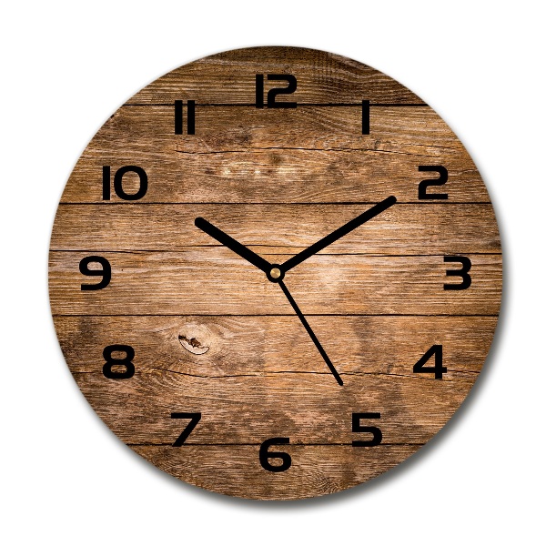Orologio rotondo in vetro con sfondo in legno