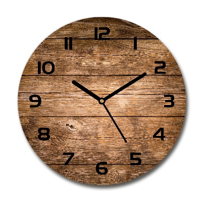 Orologio rotondo in vetro con sfondo in legno