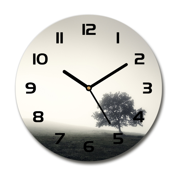 Orologio rotondo con decorazione a motivo di albero solitario