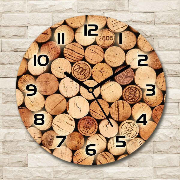 Orologio rotondo in vetro con quadrante chiuso da tappi di sughero