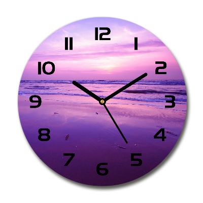 Orologio da parete rotondo con motivo tramonto con sole sul mare