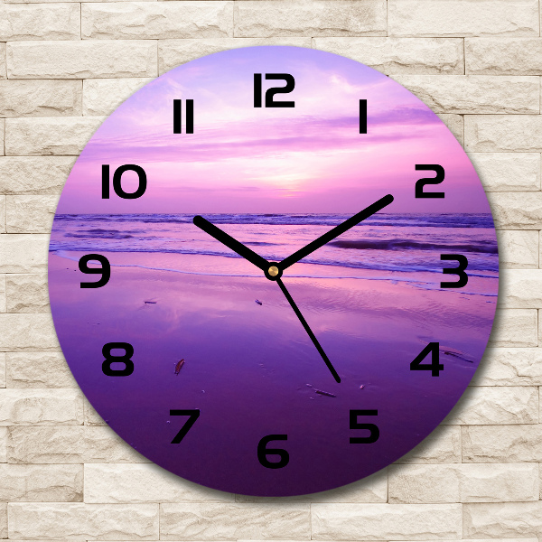 Orologio da parete rotondo con motivo tramonto con sole sul mare