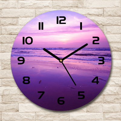 Orologio da parete rotondo con motivo tramonto con sole sul mare