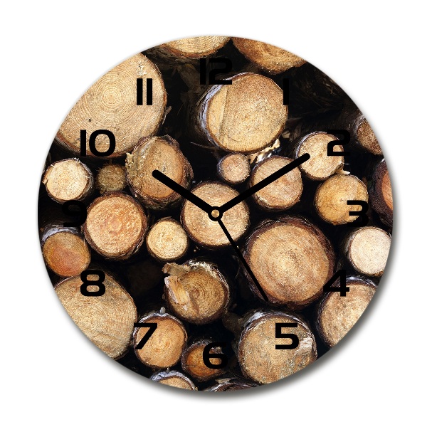 Orologio rotondo in vetro con quadrante decorato con motivi di tronchi di legno