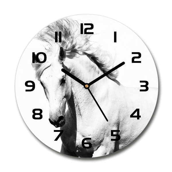 Orologio rotondo con motivo di cavallo bianco