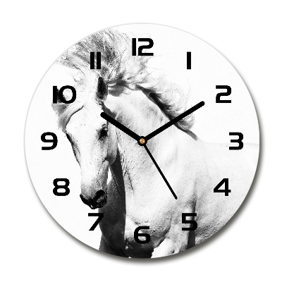 Orologio rotondo con motivo di cavallo bianco