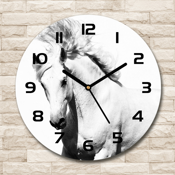 Orologio rotondo con motivo di cavallo bianco