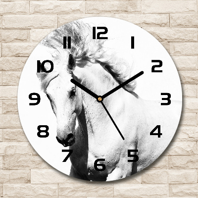 Orologio rotondo con motivo di cavallo bianco