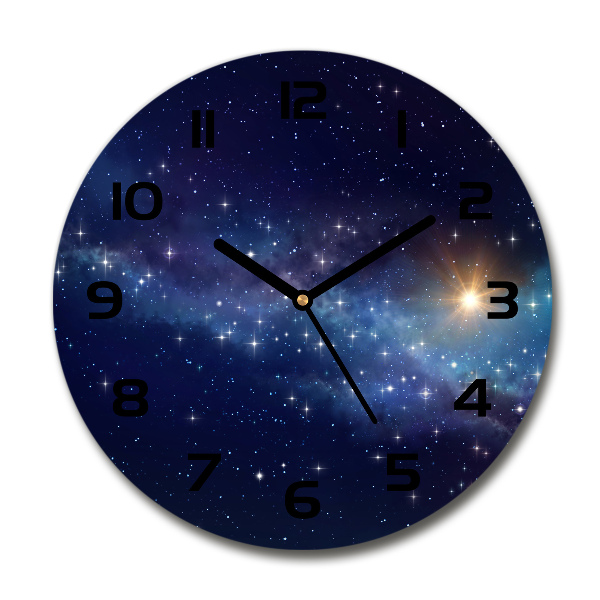 Orologio rotondo in vetro con quadrante motivo Galassia