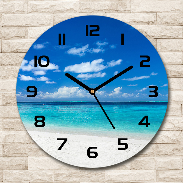 Orologio rotondo con motivo spiaggia tropicale
