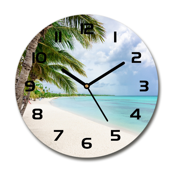 Orologio rotondo in vetro con motivo spiaggia tropicale