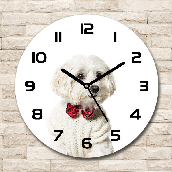 Orologio rotondo con motivo maltese e papillon