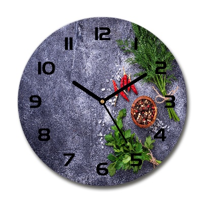 Orologio rotondo con decorazione a tema erbe aromatiche e spezie