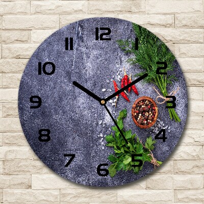Orologio rotondo con decorazione a tema erbe aromatiche e spezie