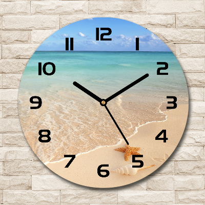 Orologio da parete rotondo con motivo di stelle marine sulla spiaggia