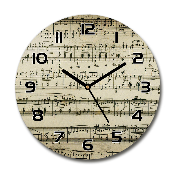 Orologio rotondo con decorazione a note sul pentagramma