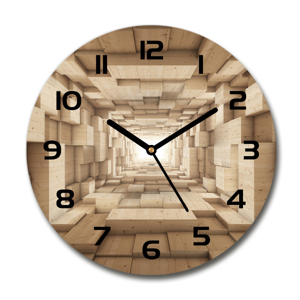 Orologio da parete rotondo con motivo a tunnel di legno