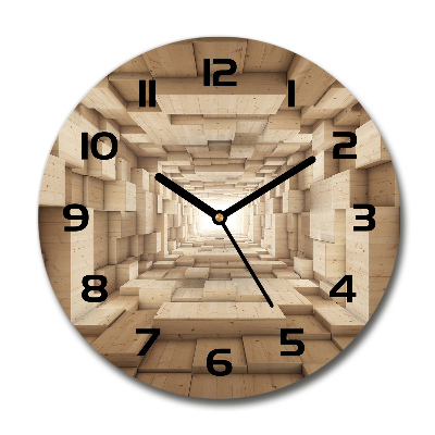 Orologio da parete rotondo con motivo a tunnel di legno