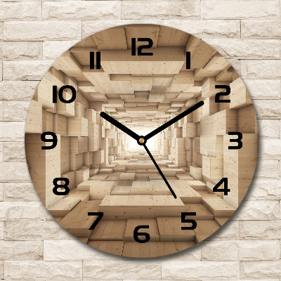 Orologio da parete rotondo con motivo a tunnel di legno