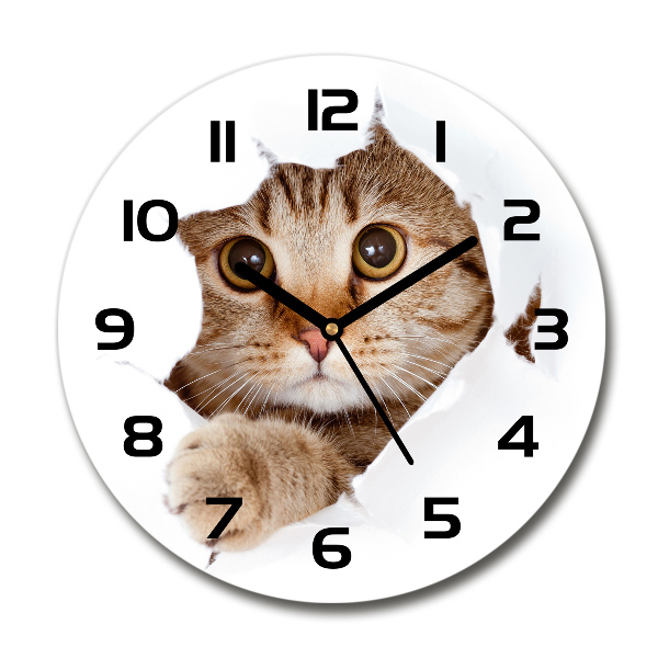 Orologio da parete rotondo con motivo a forma di gatto