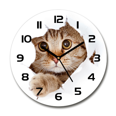 Orologio da parete rotondo con motivo a forma di gatto