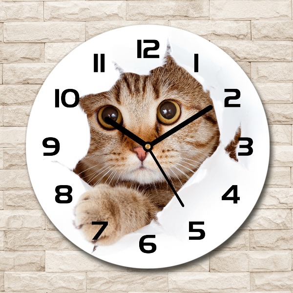 Orologio da parete rotondo con motivo a forma di gatto