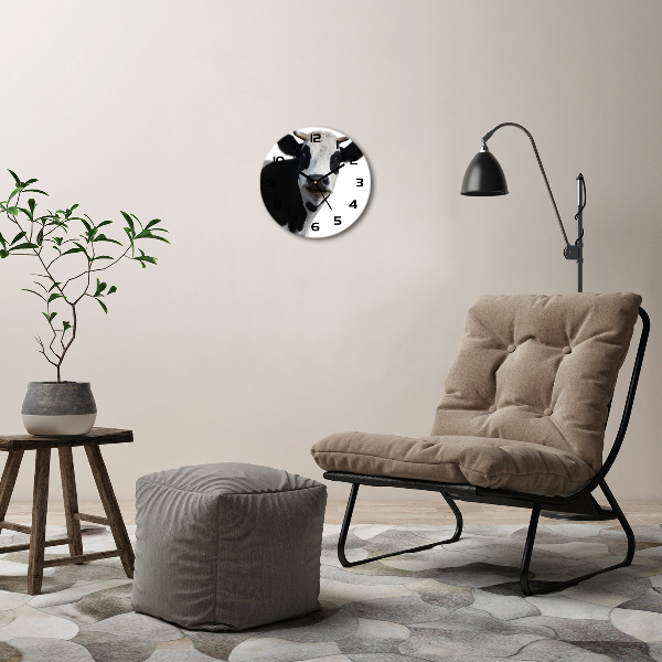 Orologio da parete rotondo con motivo a macchie di mucca