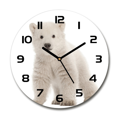 Orologio rotondo in vetro con motivo con orso polare