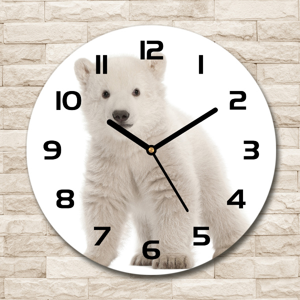 Orologio rotondo in vetro con motivo con orso polare