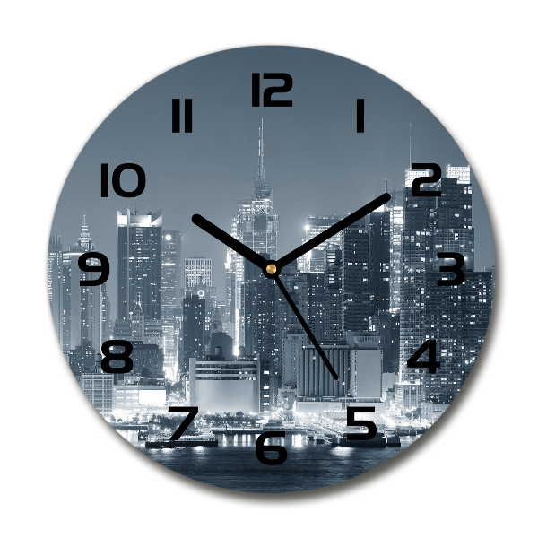 Orologio rotondo in vetro con motivo Manhattan, New York