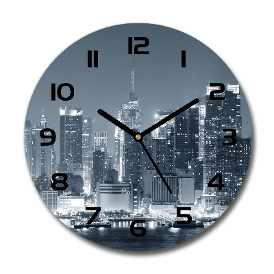 Orologio rotondo in vetro con motivo Manhattan, New York