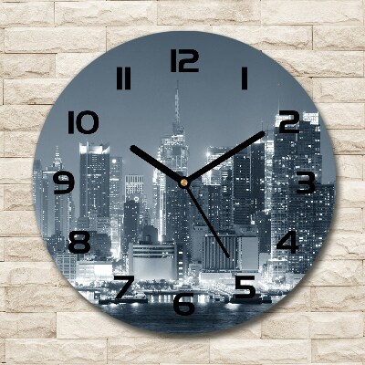 Orologio rotondo in vetro con motivo Manhattan, New York
