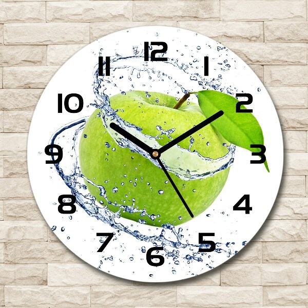 Orologio da parete rotondo con motivo a mela verde