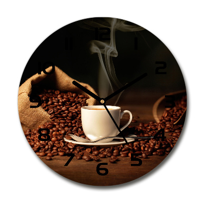 Orologio rotondo in vetro con motivo a tazza da caffè