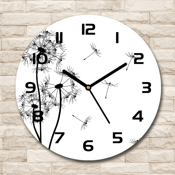 Orologio rotondo in vetro con quadrante decorato con motivo di dente di leone