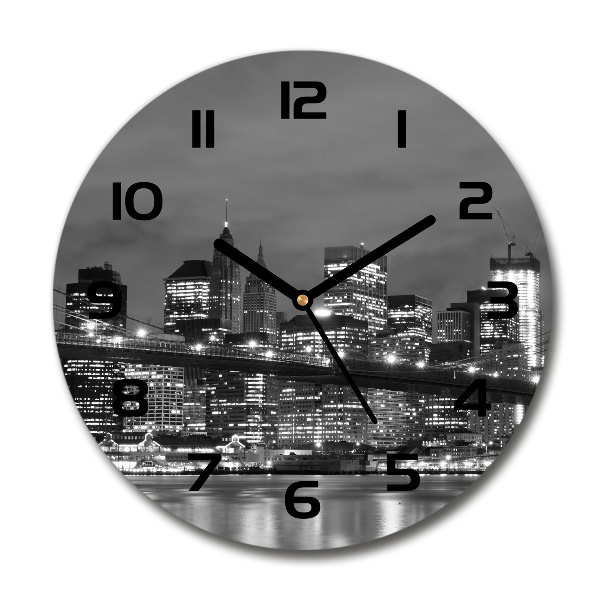 Orologio rotondo in vetro con motivo Manhattan, New York