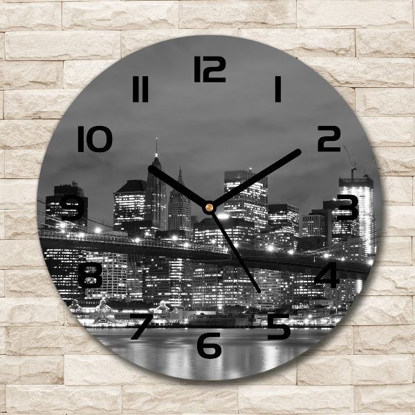Orologio rotondo in vetro con motivo Manhattan, New York