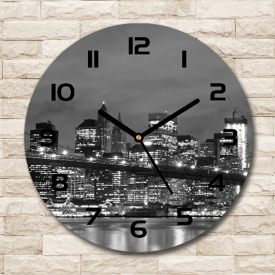 Orologio rotondo in vetro con motivo Manhattan, New York