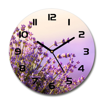 Orologio rotondo in vetro con motivo lavanda