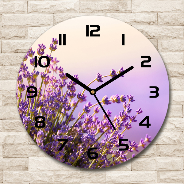 Orologio rotondo in vetro con motivo lavanda