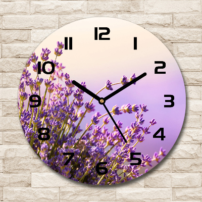 Orologio rotondo in vetro con motivo lavanda