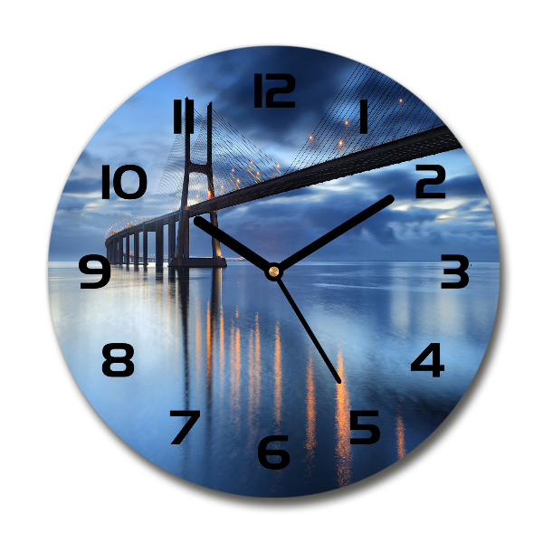 Orologio rotondo in vetro con motivo del ponte illuminato