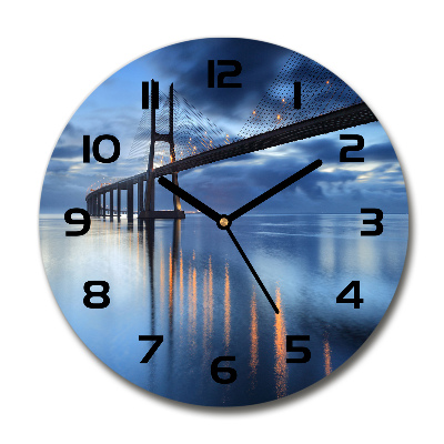 Orologio rotondo in vetro con motivo del ponte illuminato