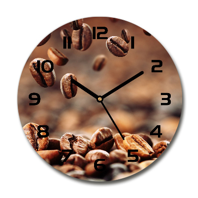 Orologio rotondo in vetro con motivo a chicchi di caffè